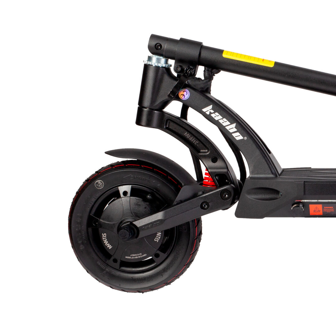 Electric scooter rear wheel and suspension