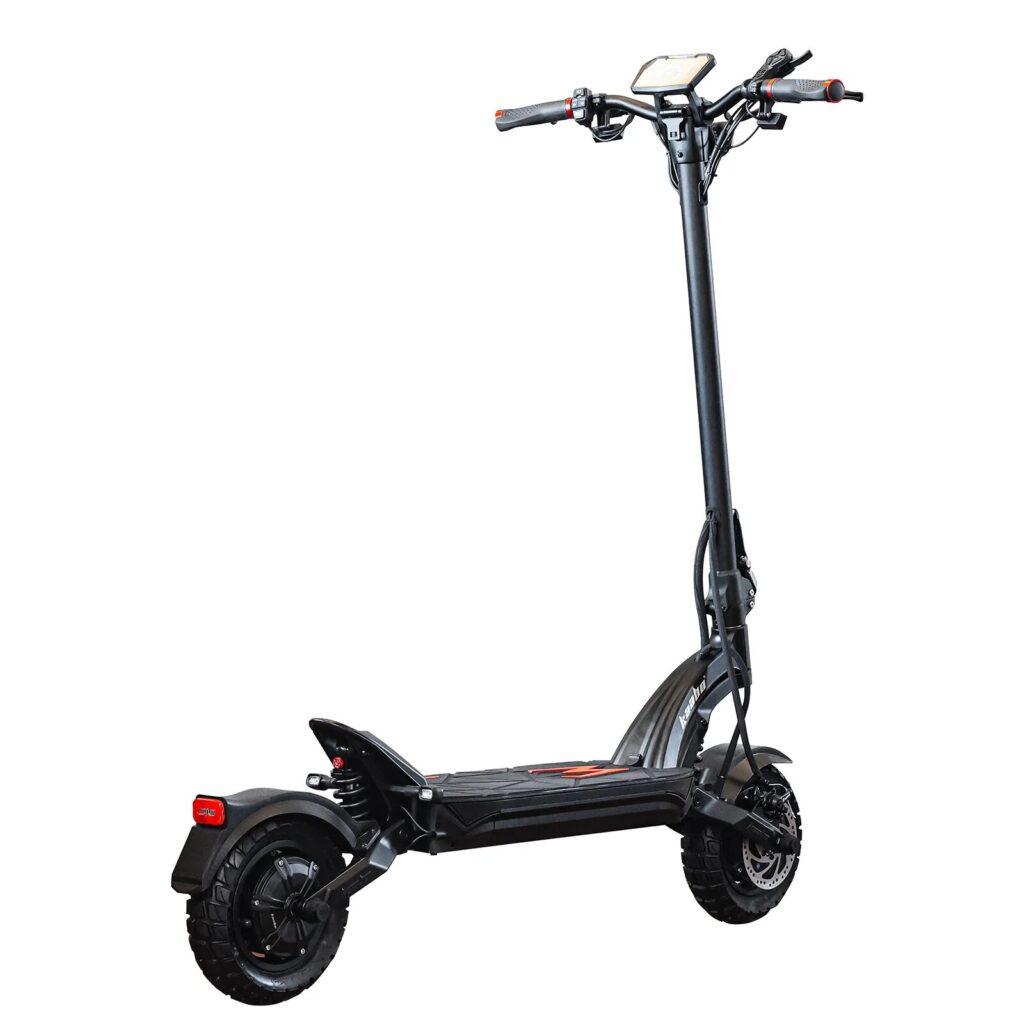 Black electric scooter with off-road tires
