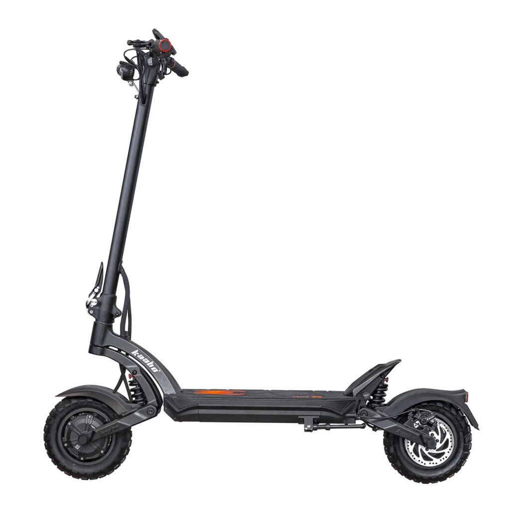 Black off-road electric scooter with suspension