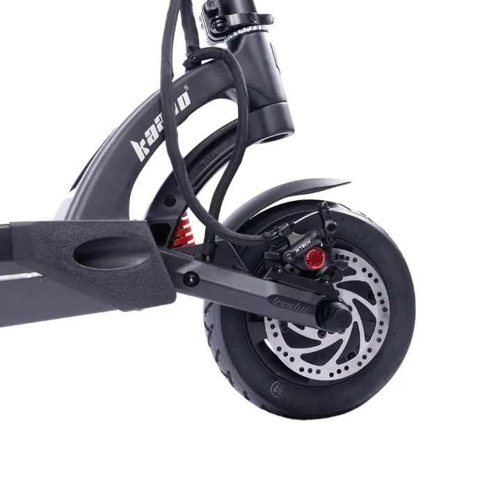Electric scooter front wheel and disc brake